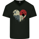 Love Flag Panama Football Mens V-Neck Cotton T-Shirt Black