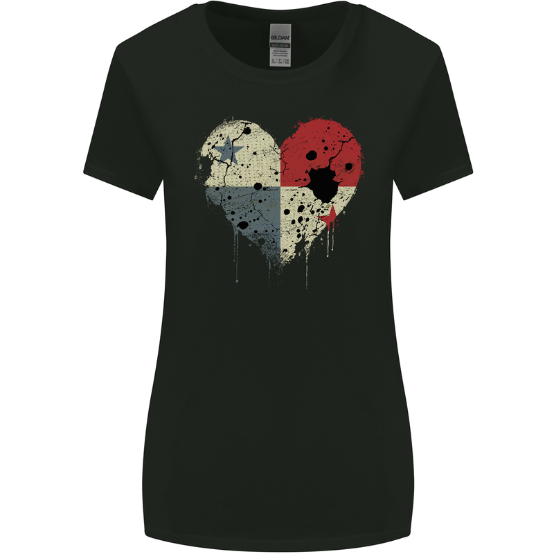 Love Flag Panama Football Womens Wider Cut T-Shirt Black