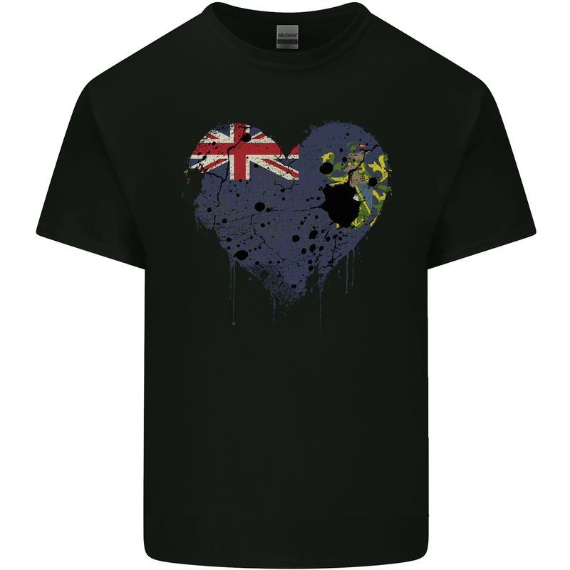 Love Flag Pitcairn Islands Football Mens Cotton T-Shirt Tee Top Black