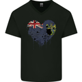 Love Flag Pitcairn Islands Football Mens V-Neck Cotton T-Shirt Black