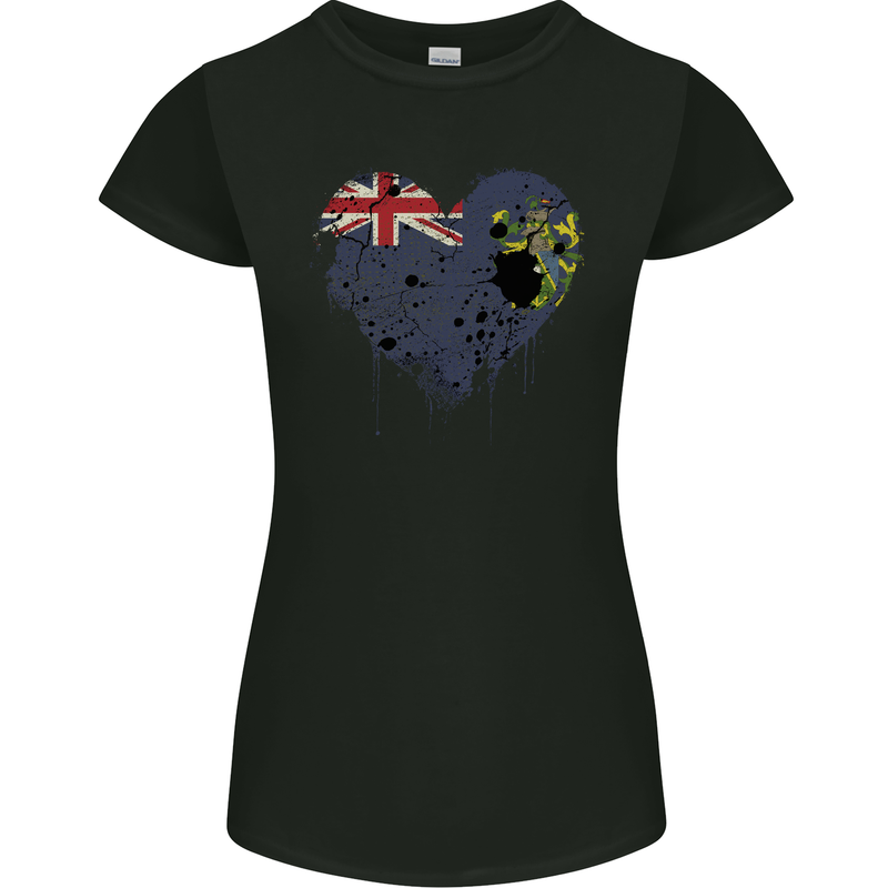 Love Flag Pitcairn Islands Football Womens Petite Cut T-Shirt Black