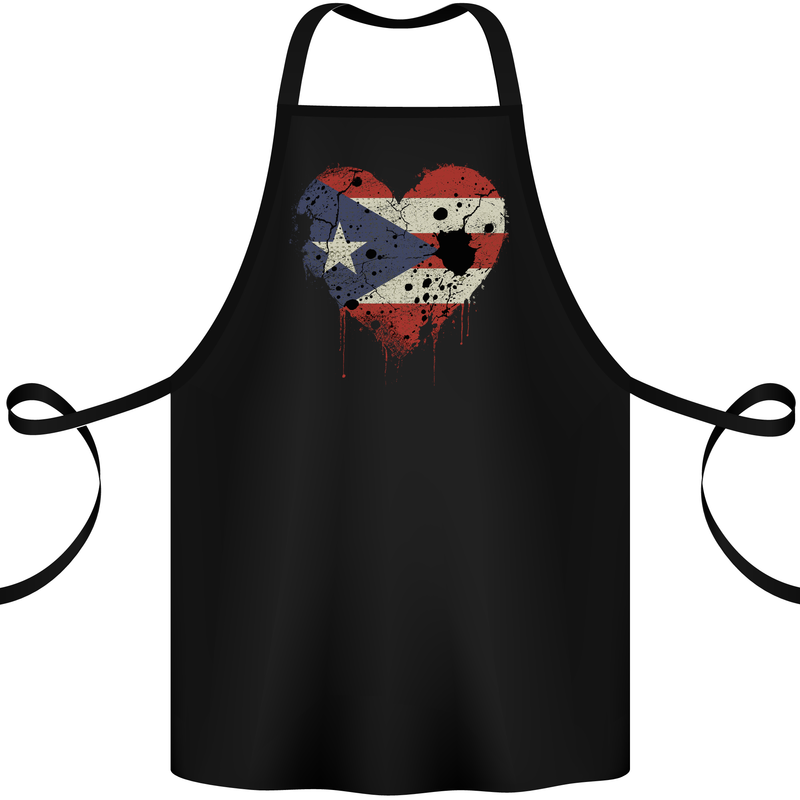 Love Flag Puerto Rico Football Cotton Apron 100% Organic Black