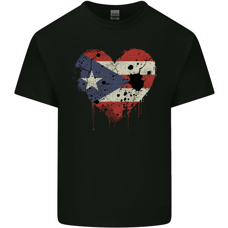 Love Flag Puerto Rico Football Mens Cotton T-Shirt Tee Top Black