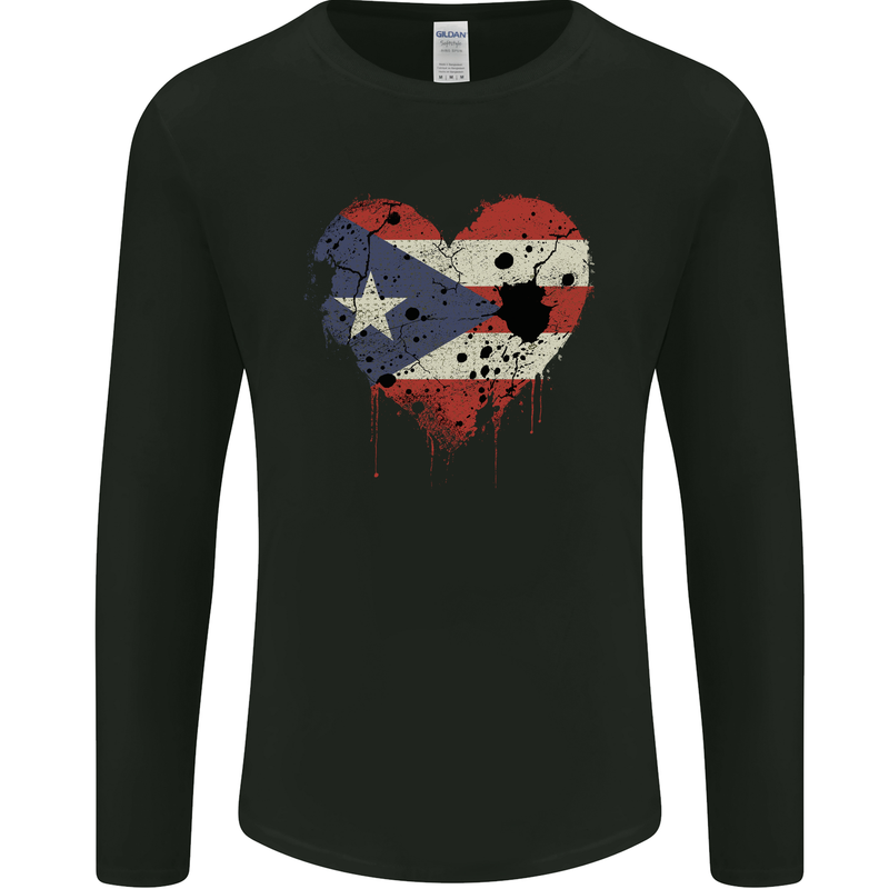 Love Flag Puerto Rico Football Mens Long Sleeve T-Shirt Black
