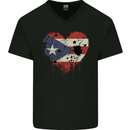Love Flag Puerto Rico Football Mens V-Neck Cotton T-Shirt Black