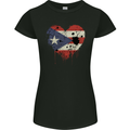 Love Flag Puerto Rico Football Womens Petite Cut T-Shirt Black