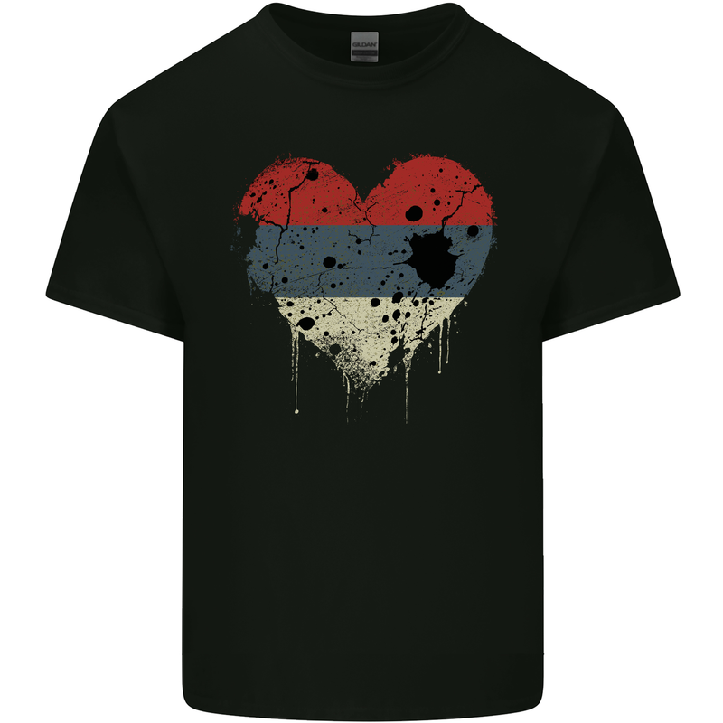 Love Flag Republika Srpska Football Mens Cotton T-Shirt Tee Top Black