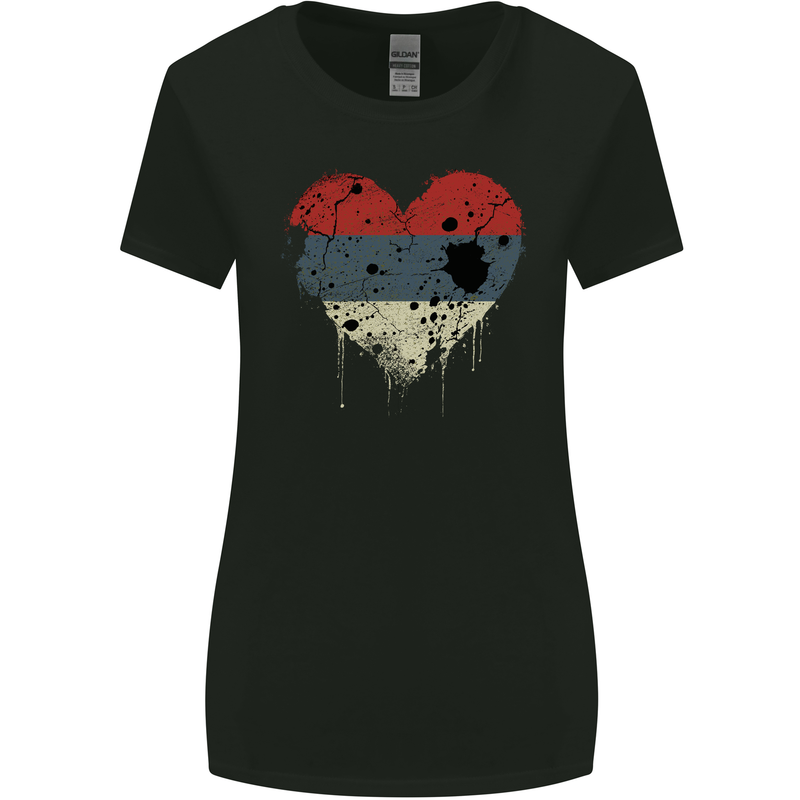 Love Flag Republika Srpska Football Womens Wider Cut T-Shirt Black