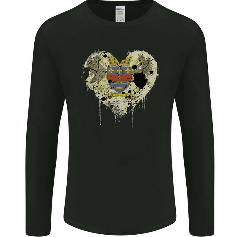 Love Flag Saint Barthelemy Football Mens Long Sleeve T-Shirt Black