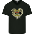 Love Flag Saint Barthelemy Football Mens V-Neck Cotton T-Shirt Black