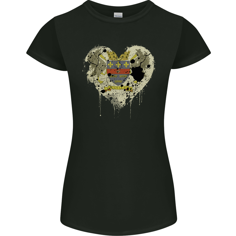 Love Flag Saint Barthelemy Football Womens Petite Cut T-Shirt Black
