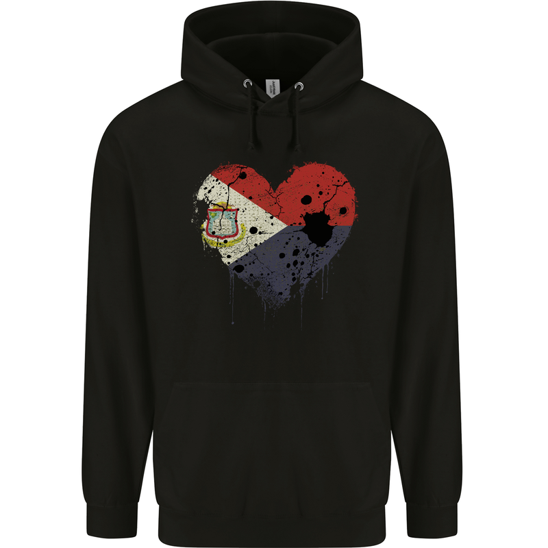 Love Flag Saint Martin Football Childrens Kids Hoodie Black