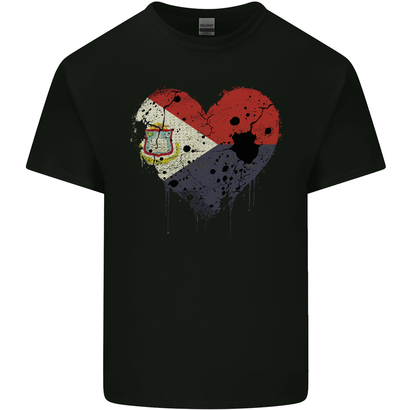 Love Flag Saint Martin Football Mens Cotton T-Shirt Tee Top Black