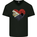 Love Flag Saint Martin Football Mens V-Neck Cotton T-Shirt Black