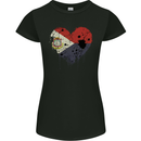 Love Flag Saint Martin Football Womens Petite Cut T-Shirt Black