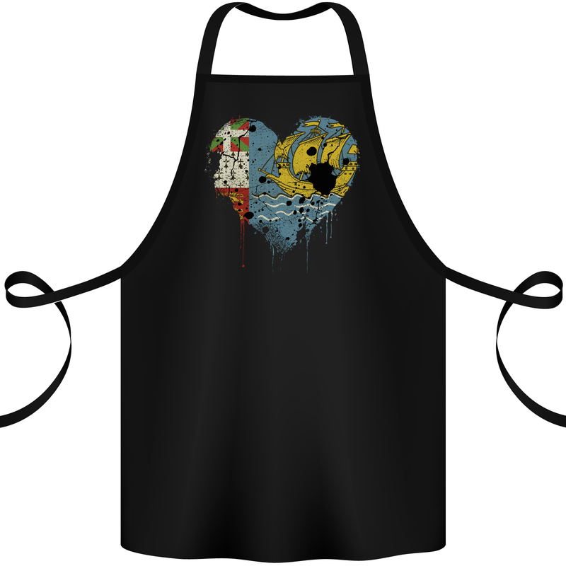 Love Flag Saint Pierre and Miquelon Cotton Apron 100% Organic Black