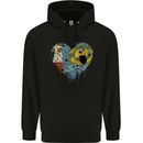 Love Flag Saint Pierre and Miquelon Mens 80% Cotton Hoodie Black