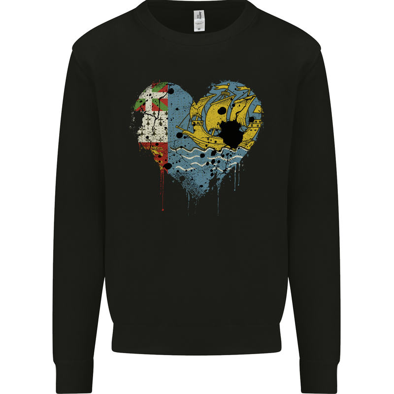 Love Flag Saint Pierre and Miquelon Mens Sweatshirt Jumper Black