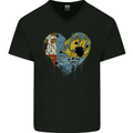 Love Flag Saint Pierre and Miquelon Mens V-Neck Cotton T-Shirt Black