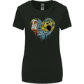 Love Flag Saint Pierre and Miquelon Womens Wider Cut T-Shirt Black