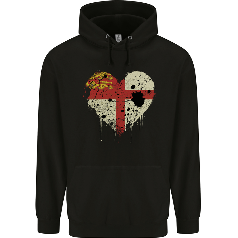 Love Flag Sark Football Childrens Kids Hoodie Black
