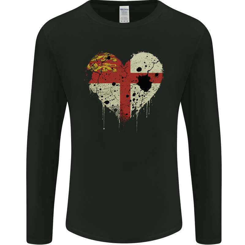 Love Flag Sark Football Mens Long Sleeve T-Shirt Black