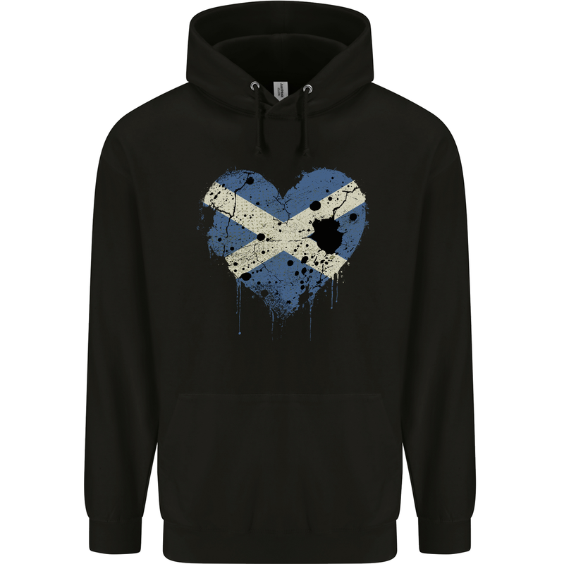 Love Flag Scotland Scottish Football Rugby Childrens Kids Hoodie Black