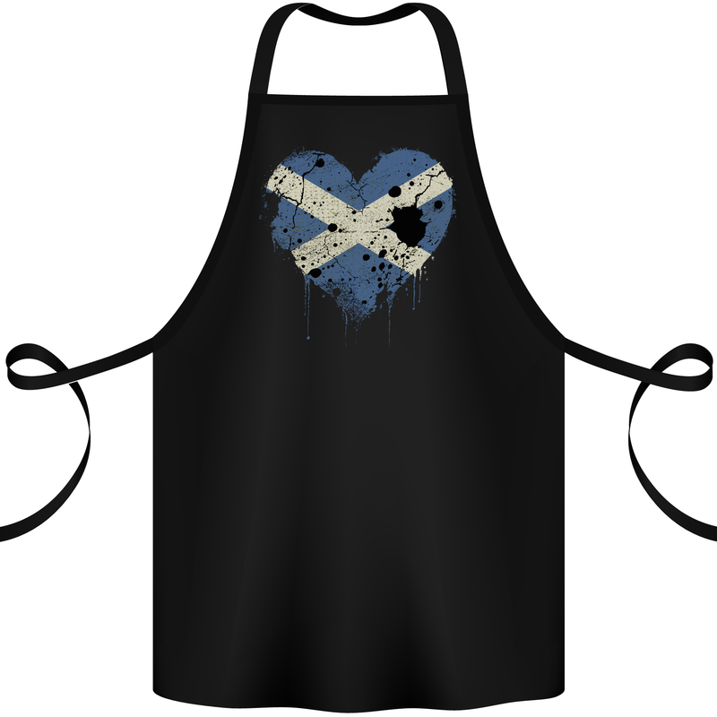 Love Flag Scotland Scottish Football Rugby Cotton Apron 100% Organic Black