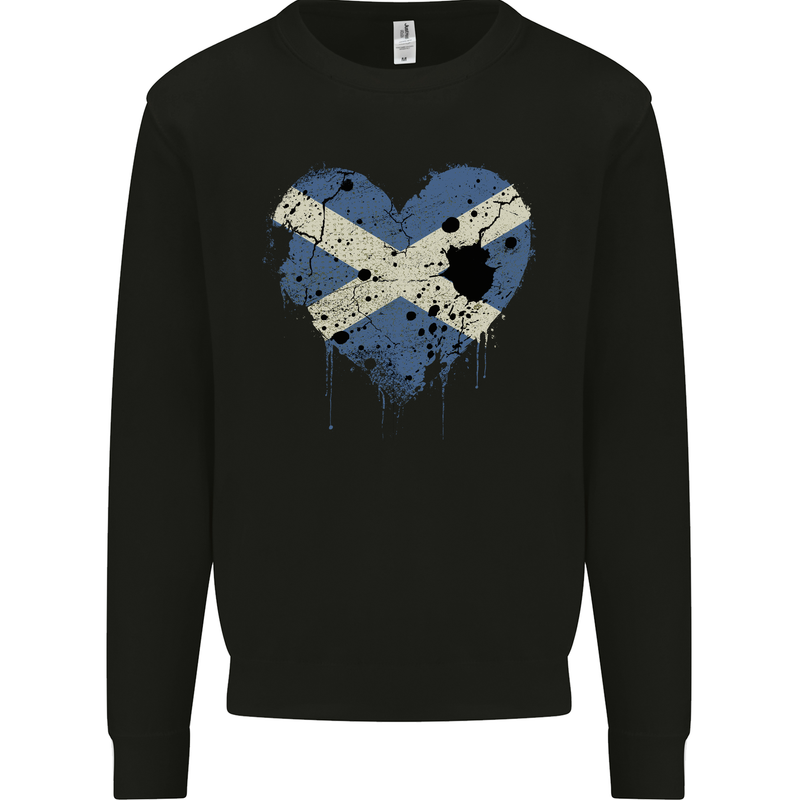 Love Flag Scotland Scottish Football Rugby Mens Sweatshirt Jumper Black