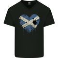 Love Flag Scotland Scottish Football Rugby Mens V-Neck Cotton T-Shirt Black