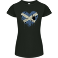 Love Flag Scotland Scottish Football Rugby Womens Petite Cut T-Shirt Black