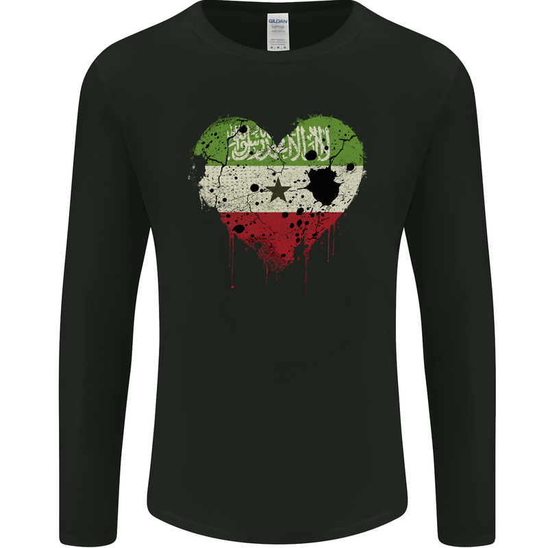 Love Flag Somaliland Football Mens Long Sleeve T-Shirt Black