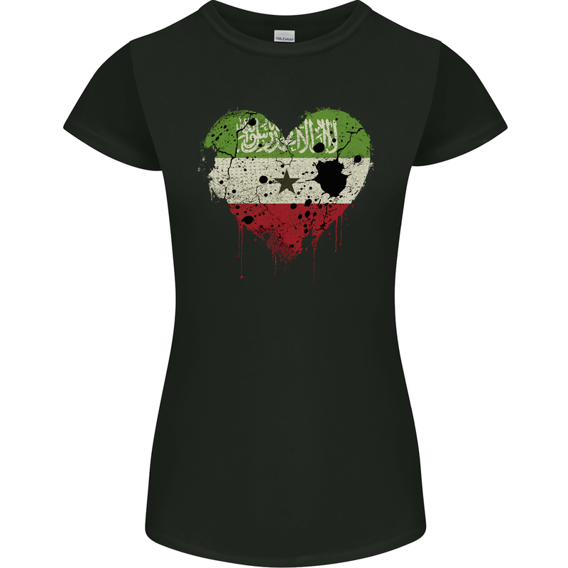 Love Flag Somaliland Football Womens Petite Cut T-Shirt Black
