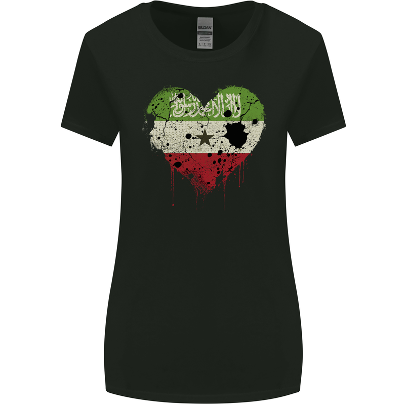 Love Flag Somaliland Football Womens Wider Cut T-Shirt Black