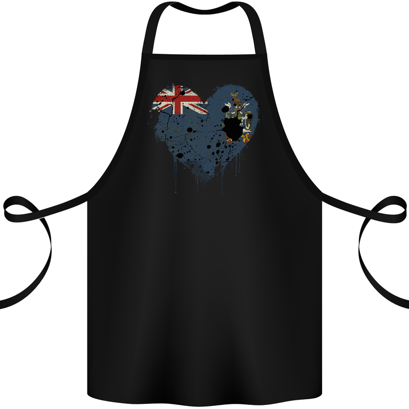 Love Flag South Georgia and Sandwich Islands Cotton Apron 100% Organic Black