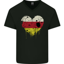 Love Flag South Ossetia Football Mens V-Neck Cotton T-Shirt Black
