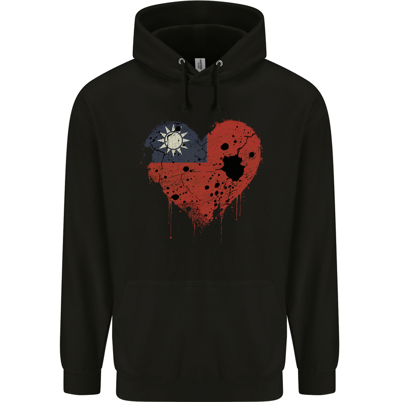 Love Flag Taiwan Football Childrens Kids Hoodie Black