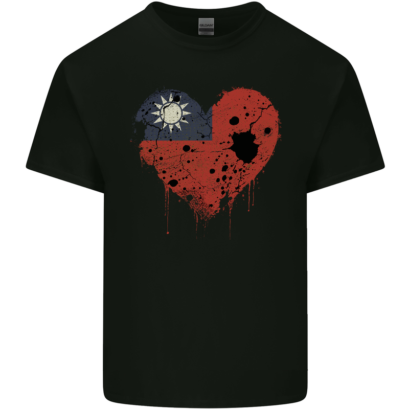 Love Flag Taiwan Football Mens Cotton T-Shirt Tee Top Black