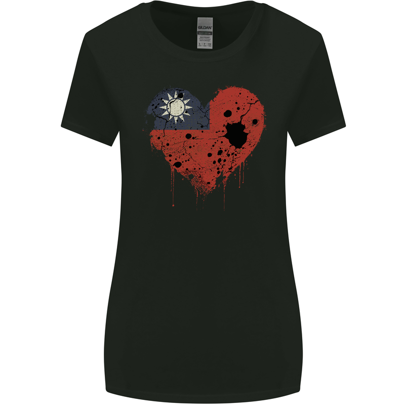 Love Flag Taiwan Football Womens Wider Cut T-Shirt Black
