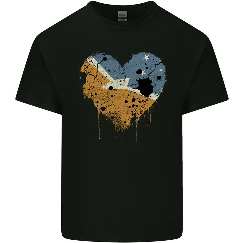 Love Flag Tierra del Fuego Province Argentina Mens Cotton T-Shirt Tee Top Black