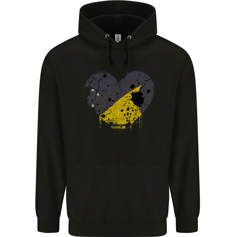 Love Flag Tokelau Football Childrens Kids Hoodie Black