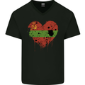 Love Flag Transnistria Football Mens V-Neck Cotton T-Shirt Black