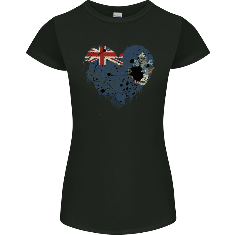 Love Flag Tristan da Cunha Football Womens Petite Cut T-Shirt Black