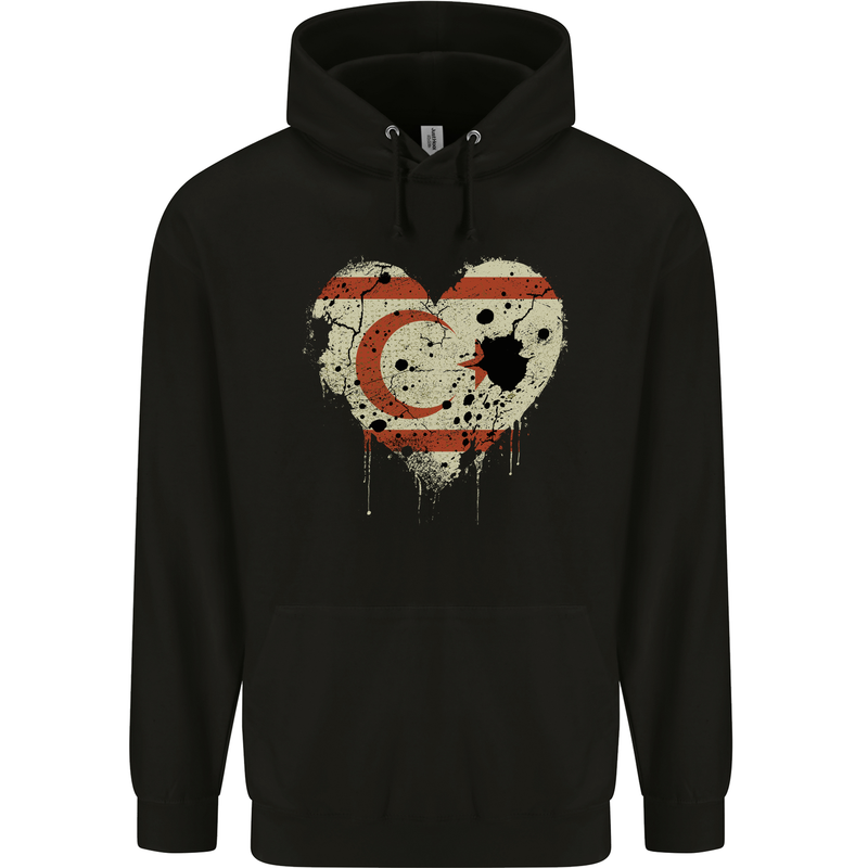 Love Flag Turkish Republic of Northern Cyprus Childrens Kids Hoodie Black
