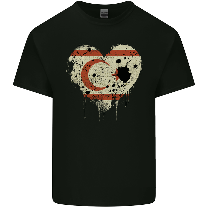 Love Flag Turkish Republic of Northern Cyprus Mens Cotton T-Shirt Tee Top Black