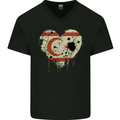 Love Flag Turkish Republic of Northern Cyprus Mens V-Neck Cotton T-Shirt Black