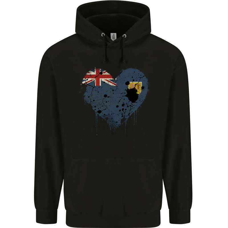 Love Flag Turks and Caicos Islands Football Childrens Kids Hoodie Black