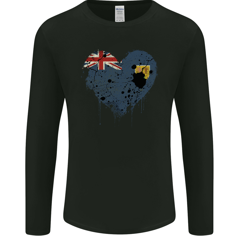 Love Flag Turks and Caicos Islands Football Mens Long Sleeve T-Shirt Black
