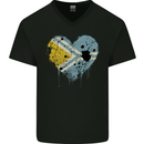 Love Flag Tuva Football Mens V-Neck Cotton T-Shirt Black