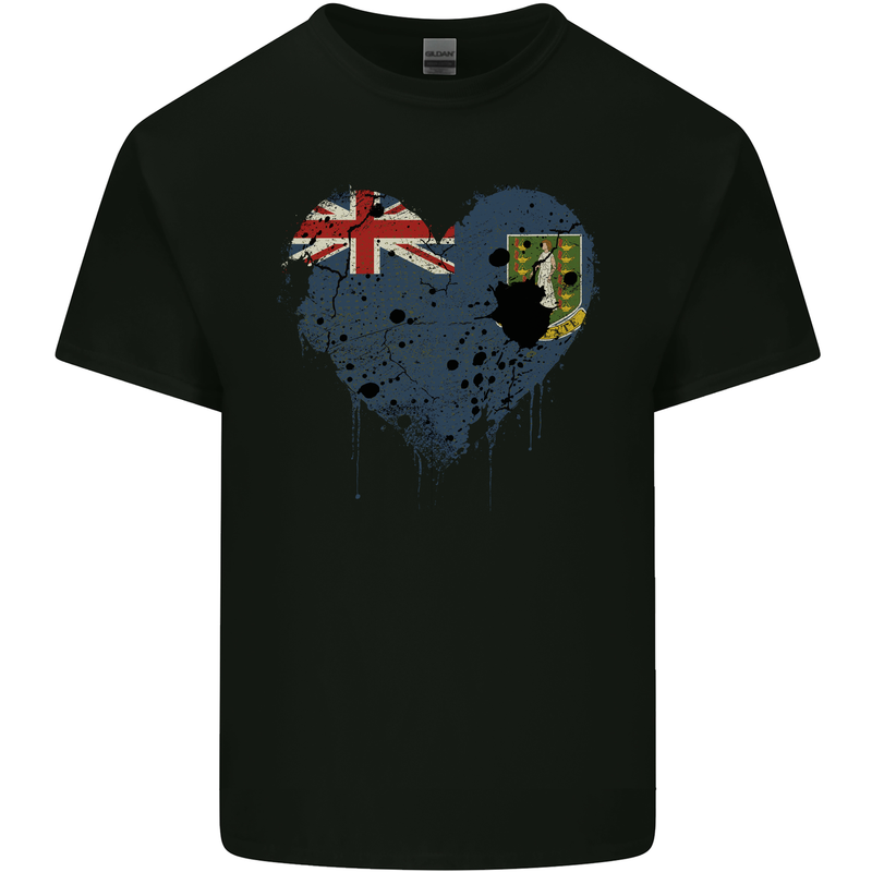 Love Flag Virgin Islands UK Football Mens Cotton T-Shirt Tee Top Black
